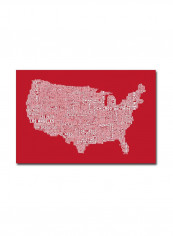 Us City Map Xi Canvas Wall Art Red/White 16 x 24inch