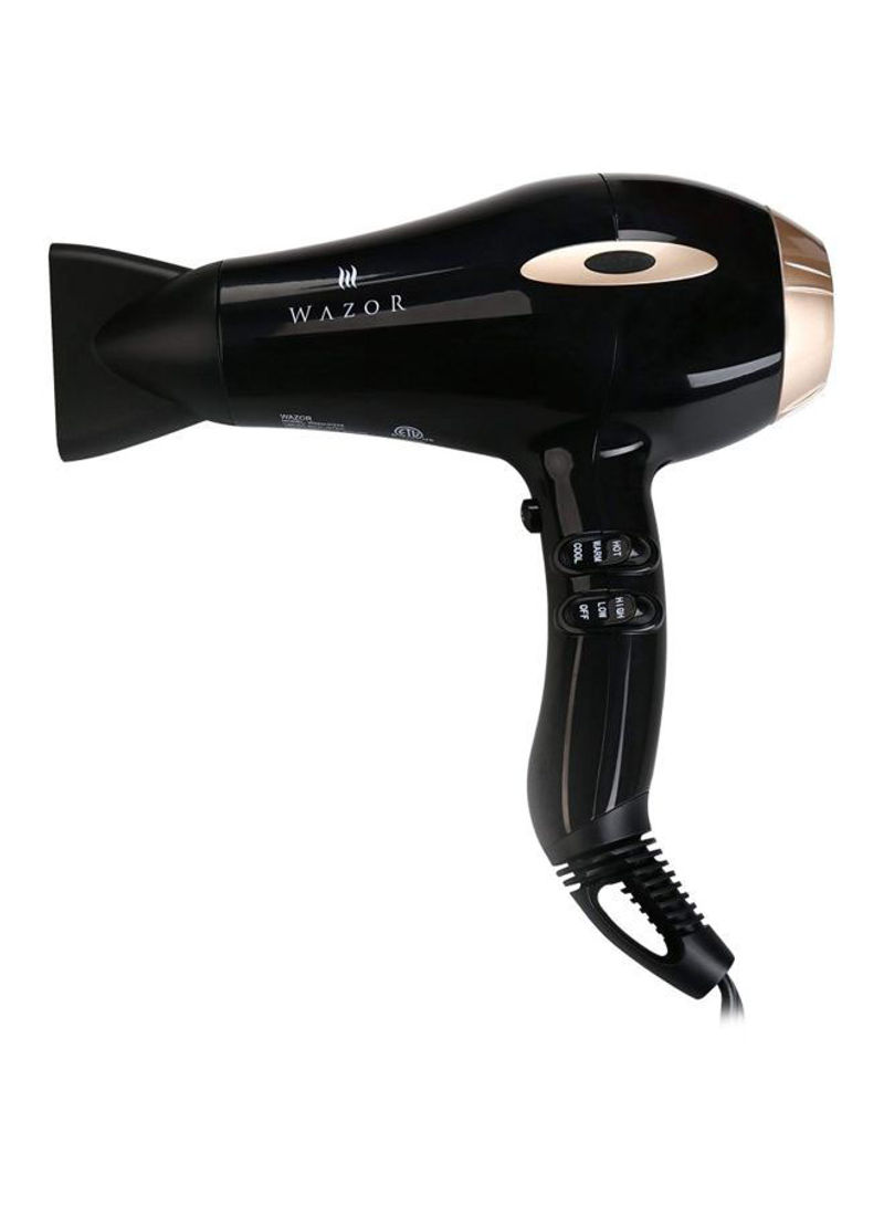 Professional Hair Dryer With 2 Speed And 3 Heat Settings Black/Gold
