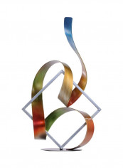 The Square And Ribbon Designed Decorative Sculpture White/Yellow/Red 31x51x16centimeter