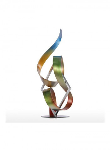 The Square And Ribbon Designed Decorative Sculpture White/Yellow/Red 31x51x16centimeter