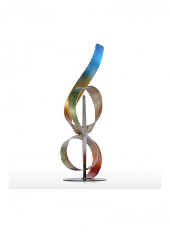 The Square And Ribbon Designed Decorative Sculpture White/Yellow/Red 31x51x16centimeter