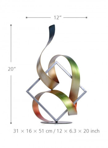 The Square And Ribbon Designed Decorative Sculpture White/Yellow/Red 31x51x16centimeter