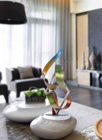 The Square And Ribbon Designed Decorative Sculpture White/Yellow/Red 31x51x16centimeter