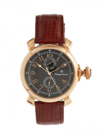 Men's Leather Analog Wrist Watch L1377RBO