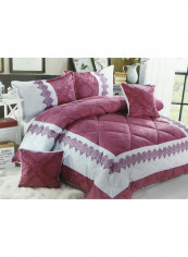 6-Piece Embroidery Comforter Set King Size Cotton Light Pink