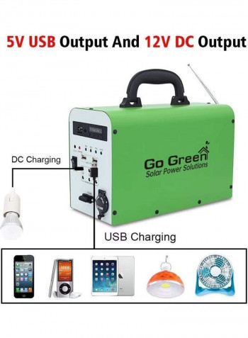 Portable Power Station With Solar Panel Green 28 x 19 x 13cm