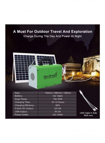 Portable Power Station With Solar Panel Green 28 x 19 x 13cm