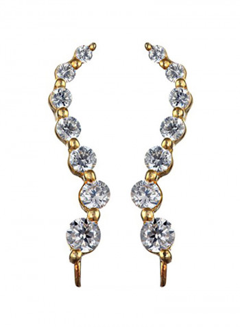 Gold Plated 925 Sterling Silver Cubic Zirconia Studded Stud Earrings
