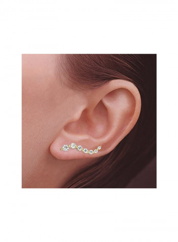 Gold Plated 925 Sterling Silver Cubic Zirconia Studded Stud Earrings