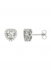 925 Sterling Silver Dancing Heart Halo Stud Earrings