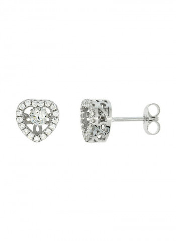 925 Sterling Silver Dancing Heart Halo Stud Earrings
