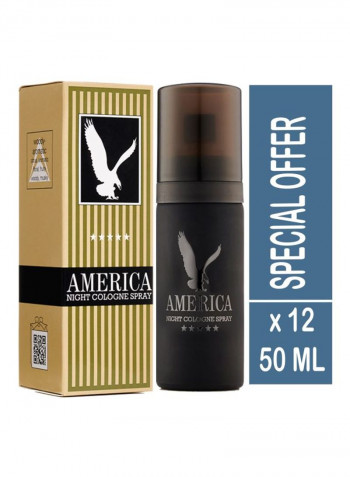 Pack Of 12 America Night Colonge Spray 50ml