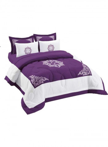 6 Pcs Set Microfiber Embriodery Comforter King Fabric Purple 240x260cm