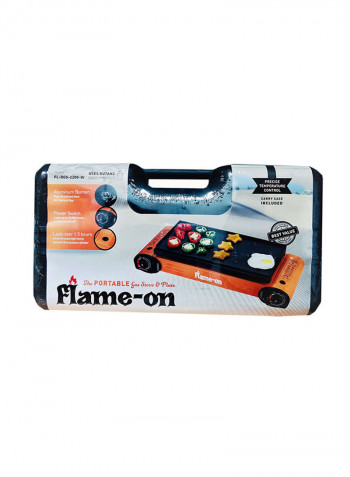 Double Gas Stove With Grill BBQ Plate And 4 Butane Gas Cartridge 70 x 25 x 8سم