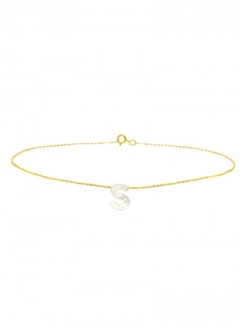 18 Karat Gold S Letter Mother Of Pearl Charm Bracelet