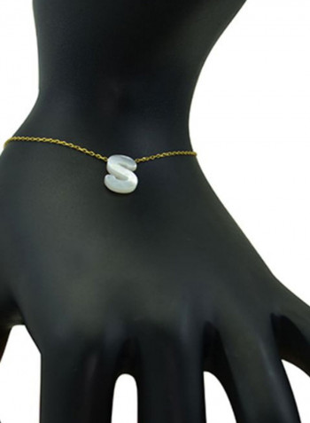 18 Karat Gold S Letter Mother Of Pearl Charm Bracelet