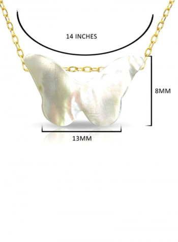 18 Karat Gold Small Butterfly Mother Of Pearl Necklace