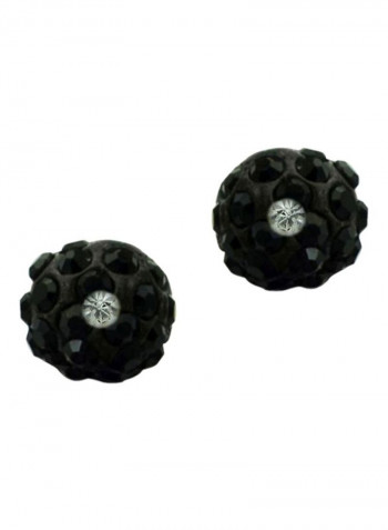 18K Black Gold Crystal Ball Earrings