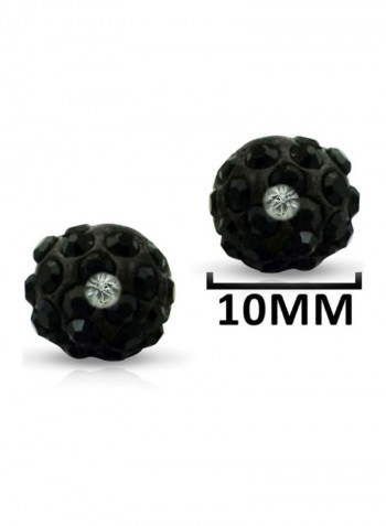 18K Black Gold Crystal Ball Earrings