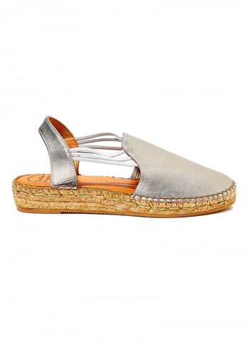 Noelia Leather Espadrille Sandals Silver