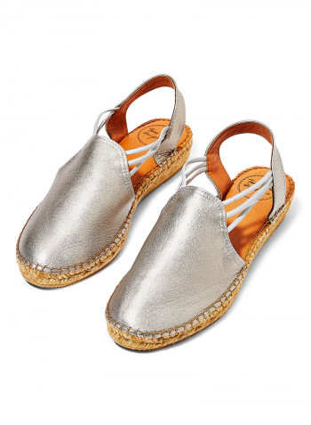 Noelia Leather Espadrille Sandals Silver