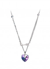 Silver Swarovski Studded The Heart Pendant Necklace