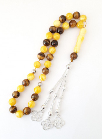 Natural Amber Sand And Tiger Eye Prayer Beads