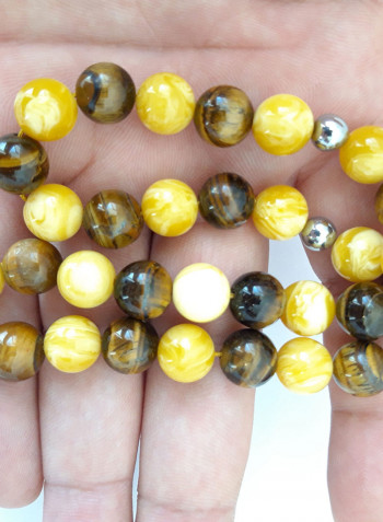 Natural Amber Sand And Tiger Eye Prayer Beads