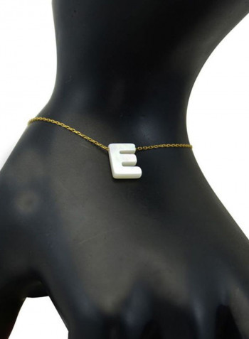 18 Karat Gold E Letter Mother Of Pearl Charm Bracelet