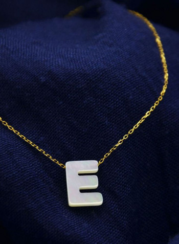 18 Karat Gold E Letter Mother Of Pearl Charm Bracelet