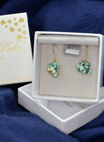 18 Karat Gold Turquoise Nugget Earrings