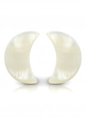 18k Gold Crescent Shape Mother Of Pearl Stud Earrings