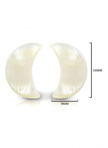 18k Gold Crescent Shape Mother Of Pearl Stud Earrings