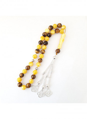Tasbeeh Men Gift Natural Amber Sand and Tiger Eye Rosary Prayer Beads