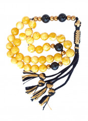 Natural Amber Sand And Onyx Prayer Beads متعدد الألوان