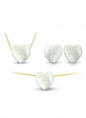 3-Piece 10k Gold Heart Shape Mother Of Pearl Jewelry Set