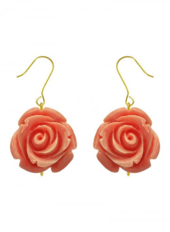 18 Karat Gold Rose Carved Earrings
