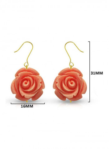 18 Karat Gold Rose Carved Earrings
