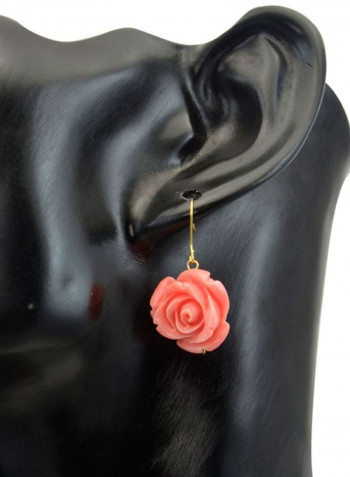 18 Karat Gold Rose Carved Earrings