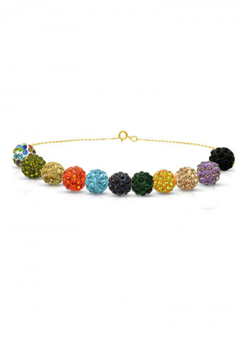 18 Karat Gold Crystal Balls Chain Bracelet
