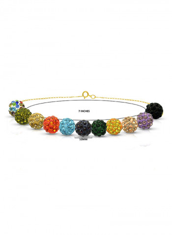 18 Karat Gold Crystal Balls Chain Bracelet