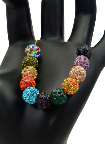18 Karat Gold Crystal Balls Chain Bracelet