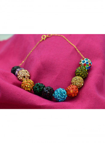 18 Karat Gold Crystal Balls Chain Bracelet