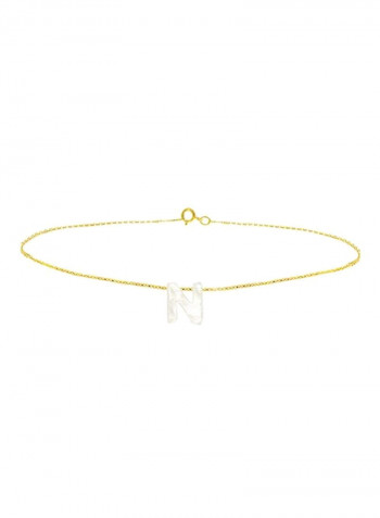 18 Karat Gold N Mother Of Pearl Charm Bracelet