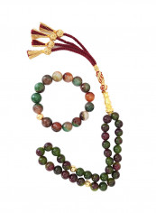 Natural Agate Prayer Beads With Bracelet متعدد الألوان
