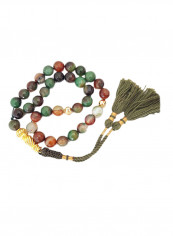 Natural Brazilian Agate Prayer Beads متعدد الألوان