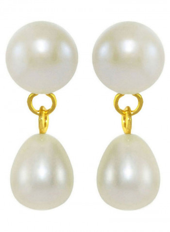 18 Karat Gold Pearl Teardrop Earrings
