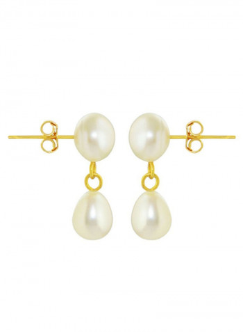 18 Karat Gold Pearl Teardrop Earrings
