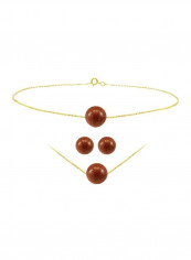 3-Piece 10 Karat Gold Sunstone Jewellery Studded Necklace