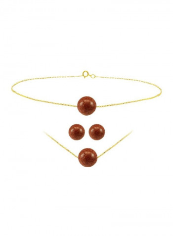 3-Piece 10 Karat Gold Sunstone Jewellery Studded Necklace